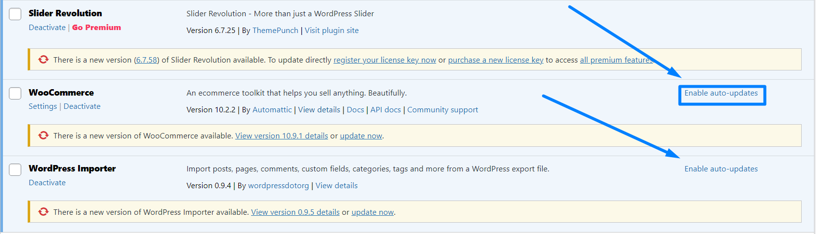 Enable Auto Updates pLugin