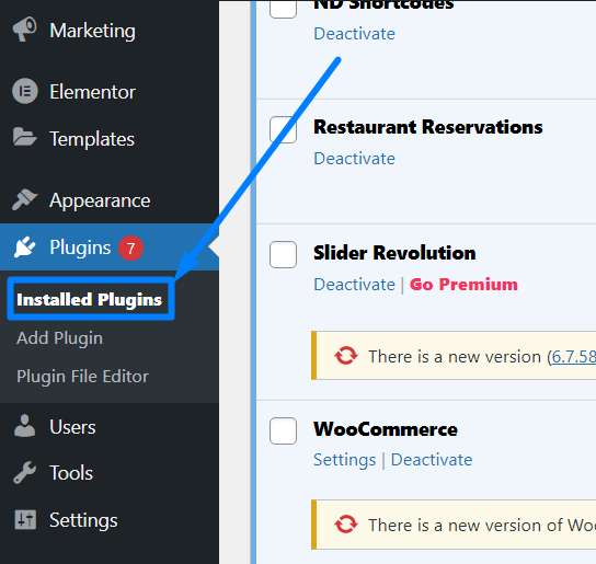 Installed plugins
