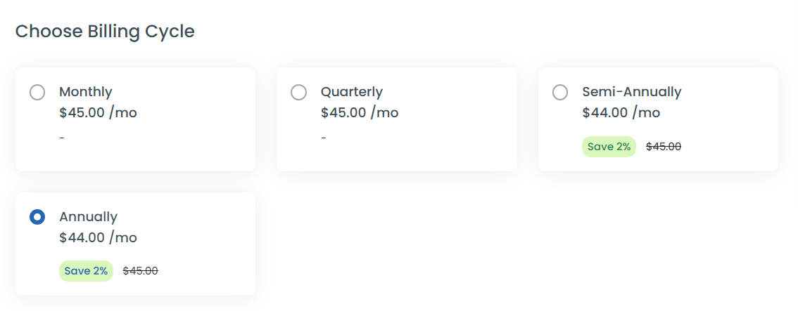 Choose Billing Cycle