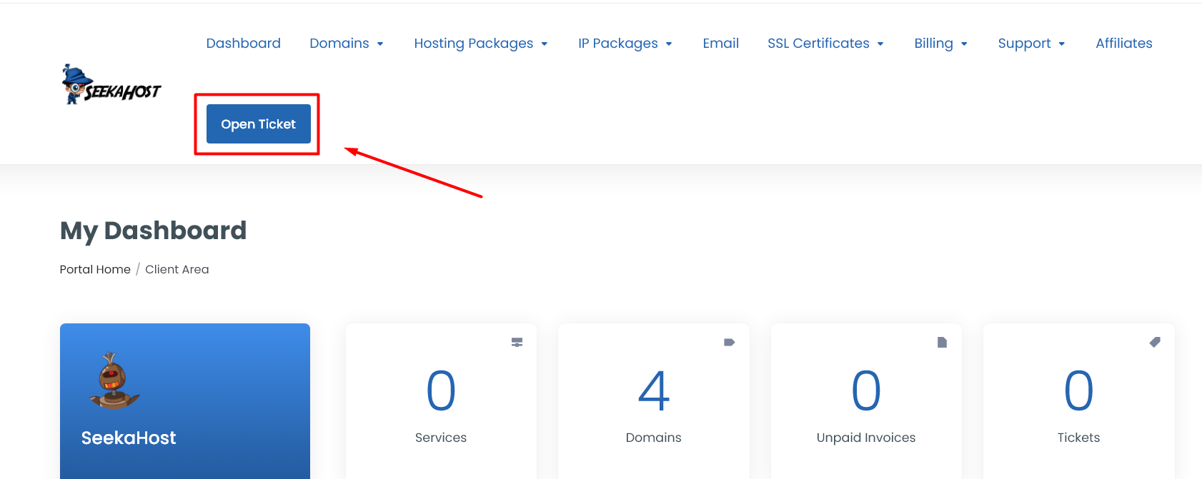 Open-Ticket-Client-Area