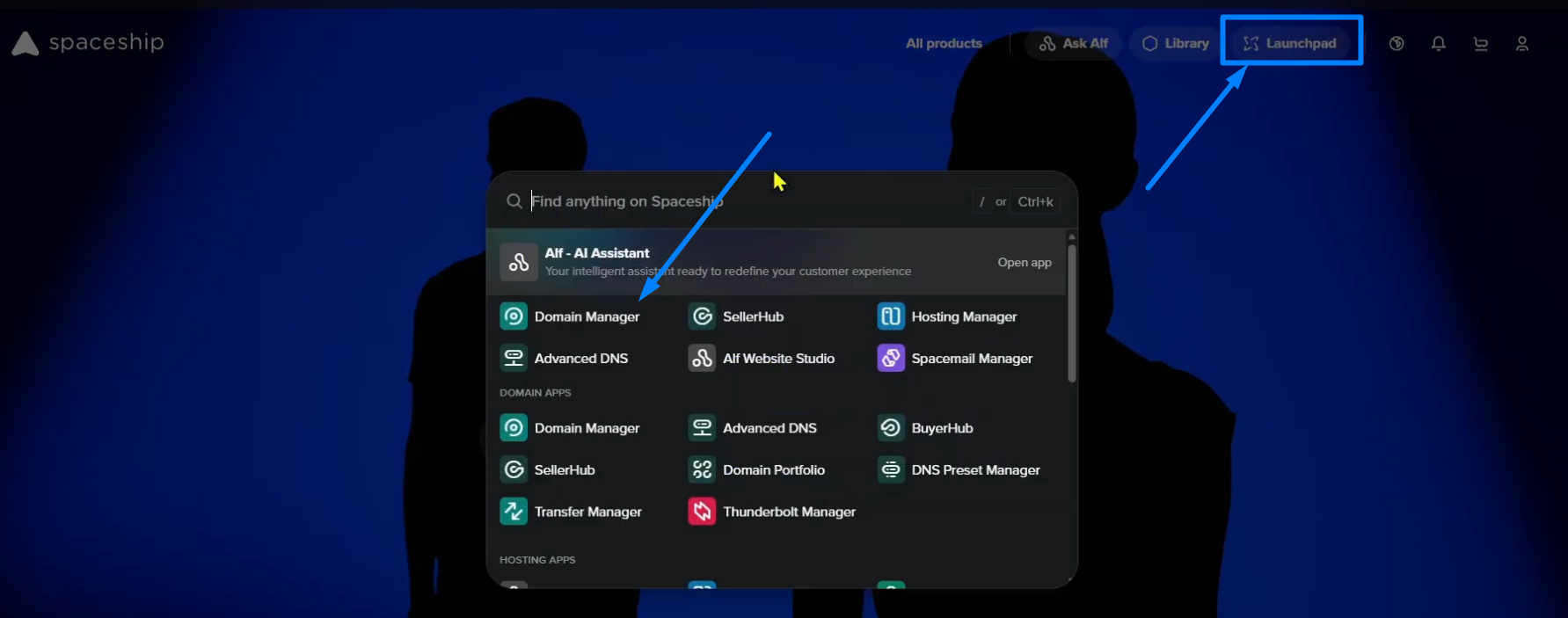 Launch pad - Domain Manager