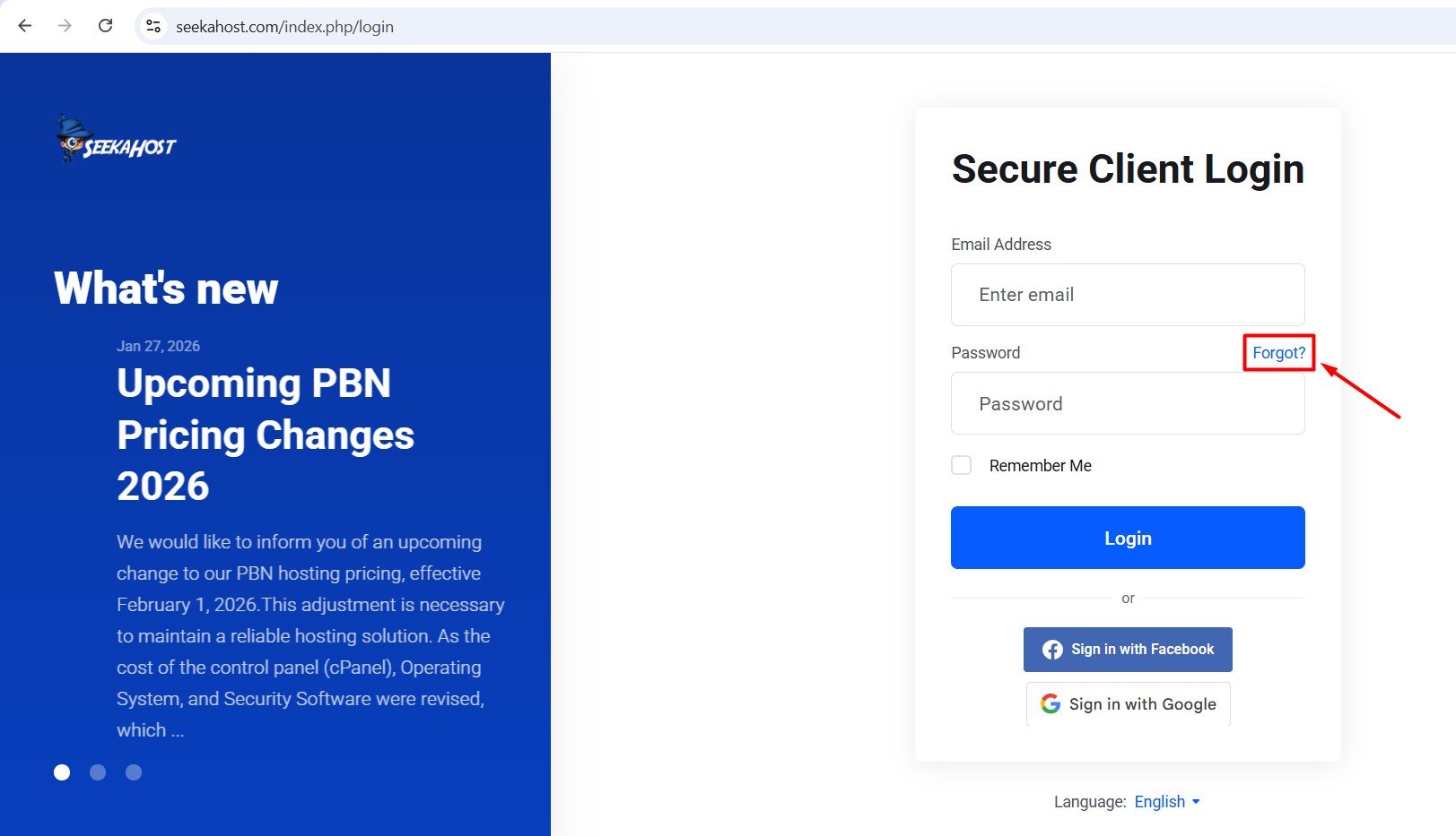 Forgot-Password-SeekaHost-Client-Area