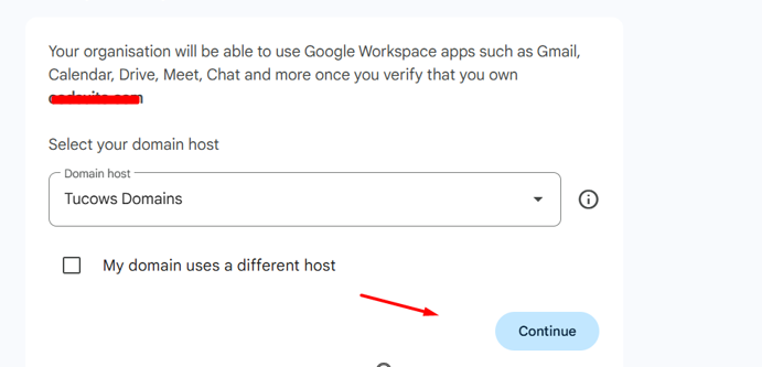 Select Domain Host Provider - GSuite