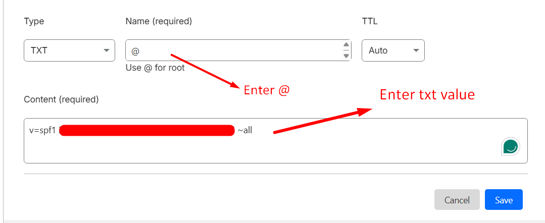 TXT record - cloudflare