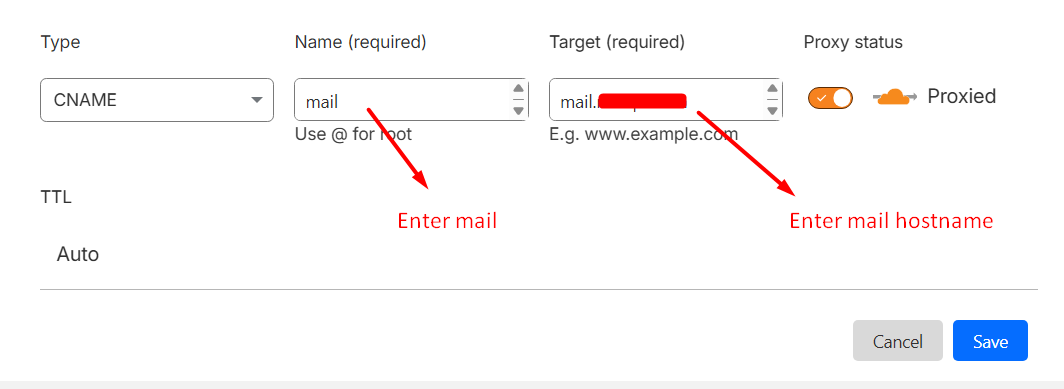 mail record - cloudflare