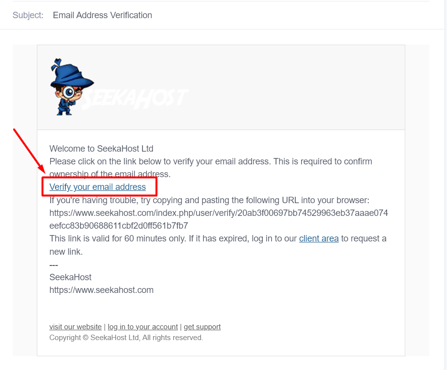 Verify Account Email - SeekaHost