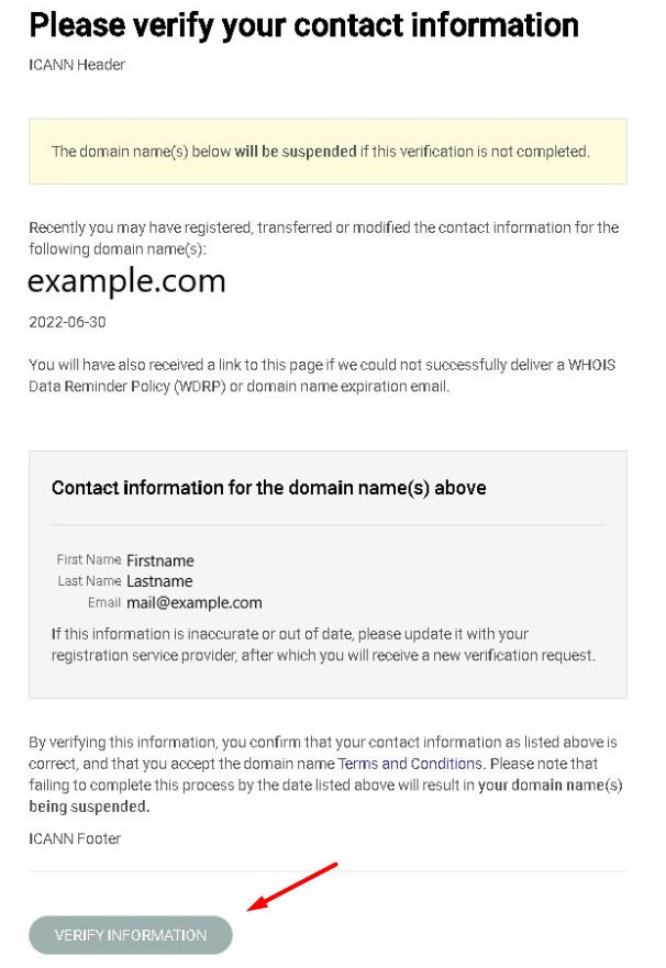 Ownership Verification page
