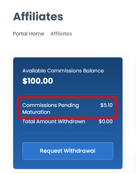 Pending Commission Track Affiliate
