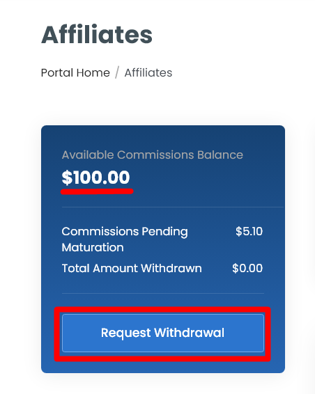 Request Withdraw Affiliate Commission