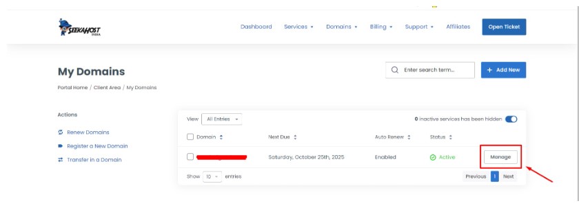 Click manage option