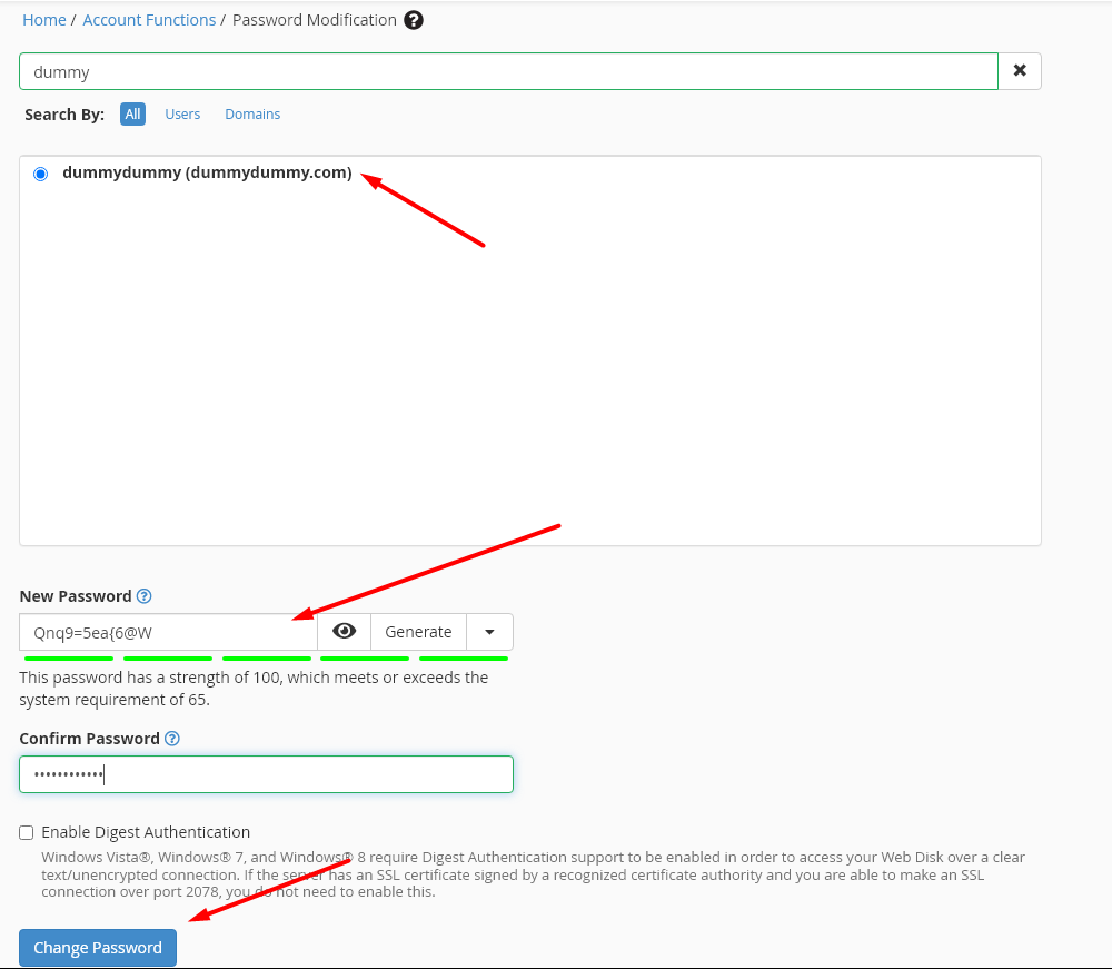 Password Modification - WHM