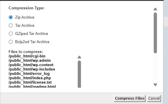 Choose compression type