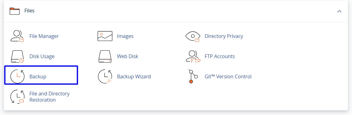 Click Backup option