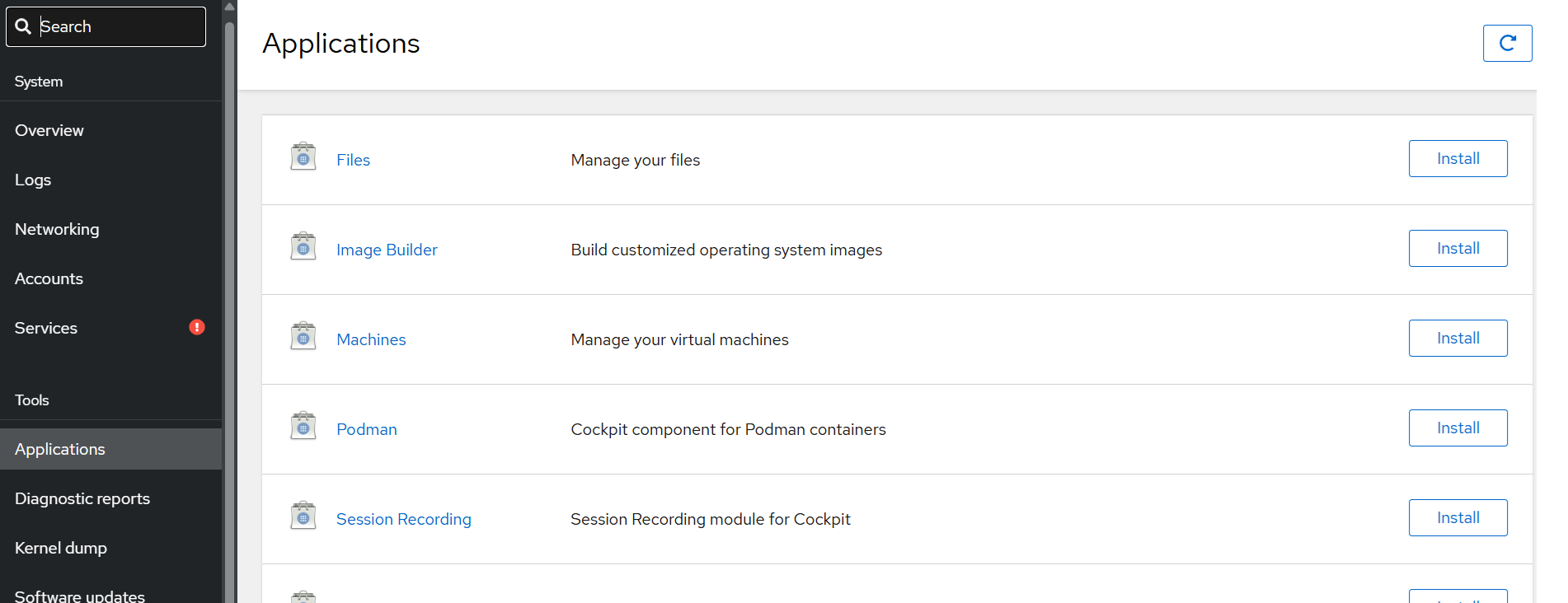 Application install on cockpit