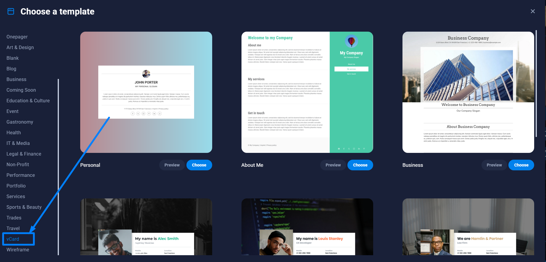 Choose Right Template - Sitejet