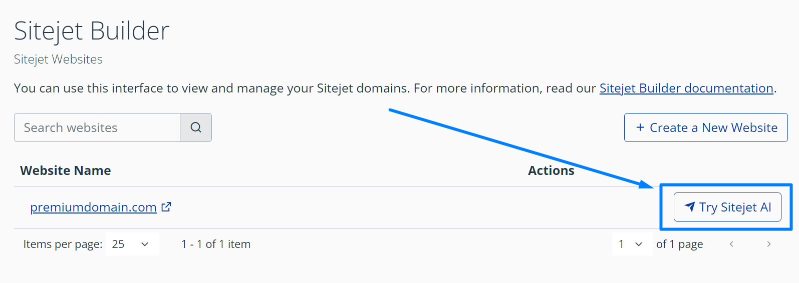 Click try Sitejet AI