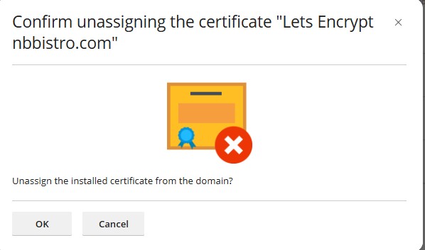 Confirm unassigning the certificate