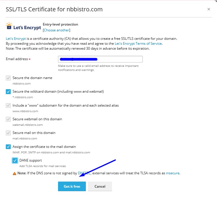 Tick all option and click free option