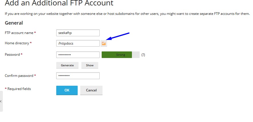 Add the ftp credentials