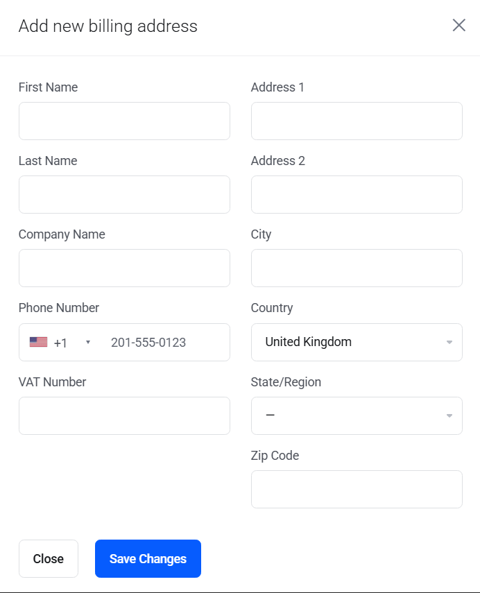 Add a new billing address