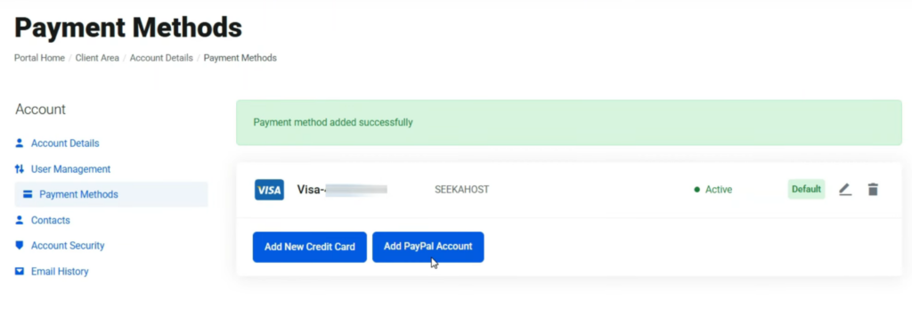 Card Payment Methods Added
