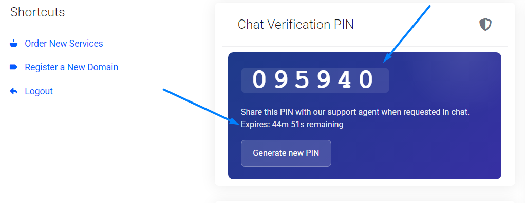 Chat Verification PIN with Expiry Time