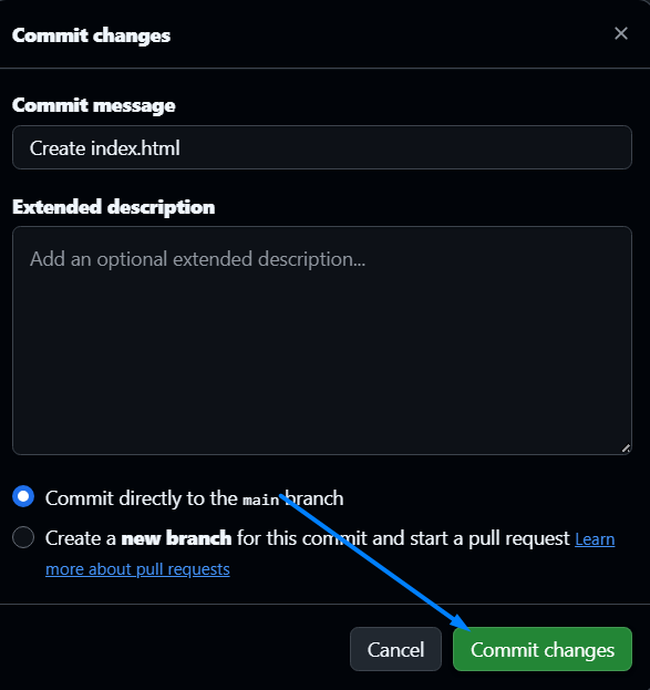 Click Commit Changes