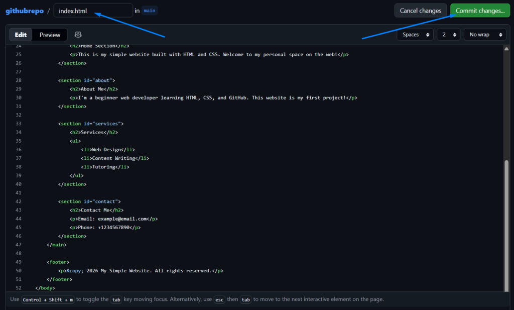 Update Code and Commit in github