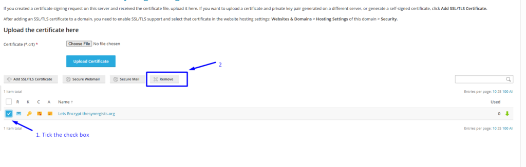 click remove option
