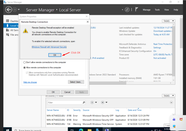 Remote Desktop Warning Message