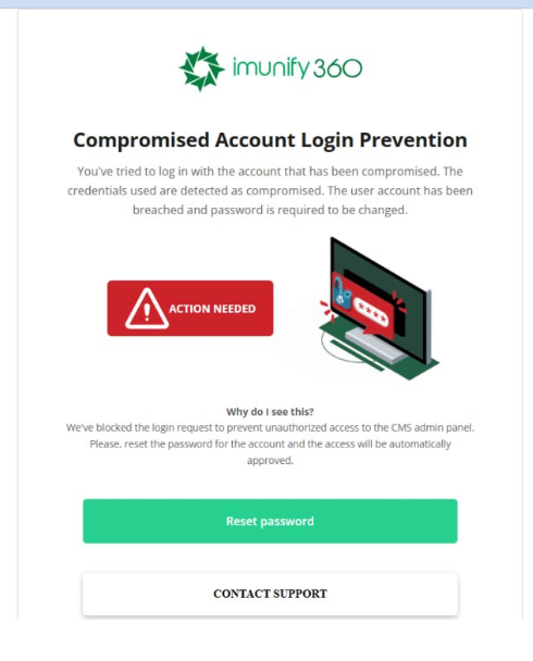 Imunify360 Compromised Account Warning