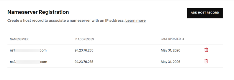 nameserver ip created